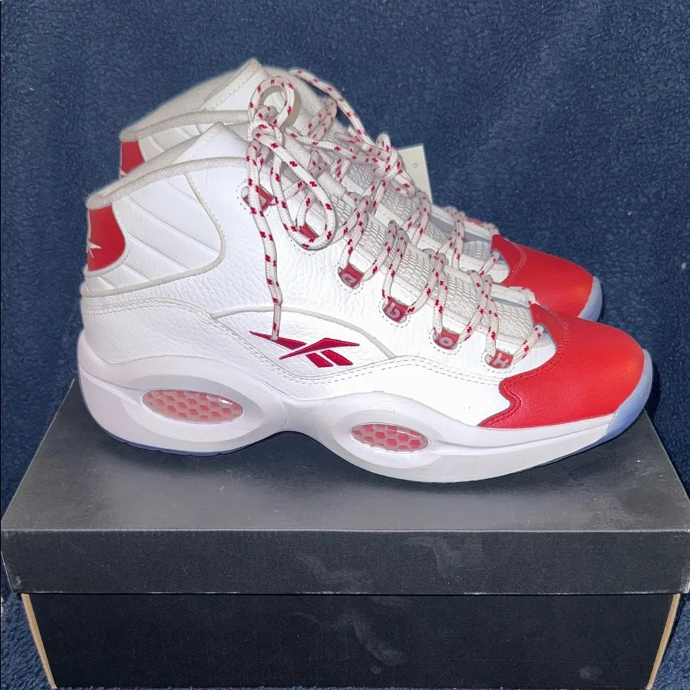 Reebok Question Red White High-Top Sneakers - Picture 3 of 10